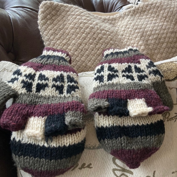 Wool Gloves Mittens Fleece Lining Convertible Handmade in Nepal Unisex - Picture 9 of 9